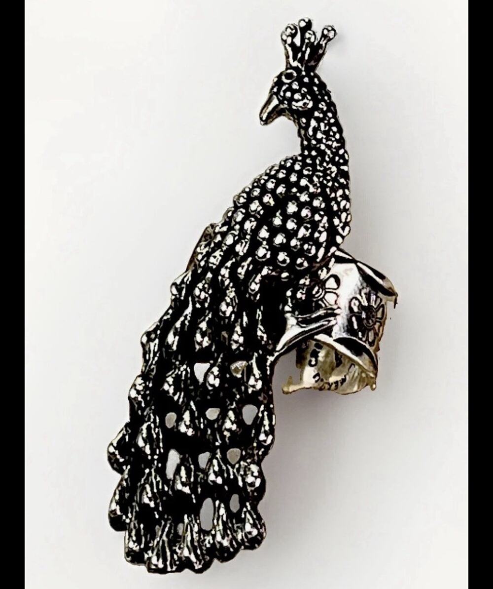 TAXCO Creations Sterling Silver PEACOCK Ring Handmade Adjust Sz Southwestern 18g
